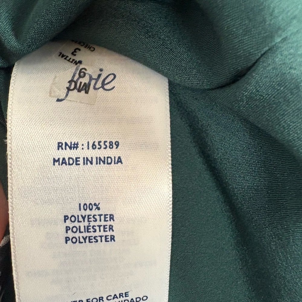 JOIE Green & White Arctic Animal Print Chiffon Balloon Sleeve Dress size Large - Picture 7 of 8